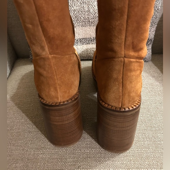 ASOS Design CeCe Suede Platform Boots in Tan - Picture 4 of 11